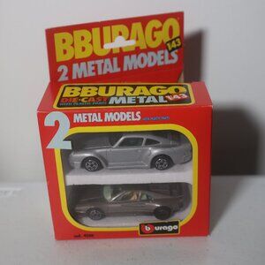 Bburago 1/43 Diecast Lot of 2 Silver Porsche 959 & Ferrari GTO
